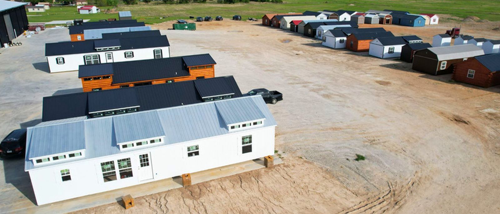 Finished modular units staged on the delivery yard