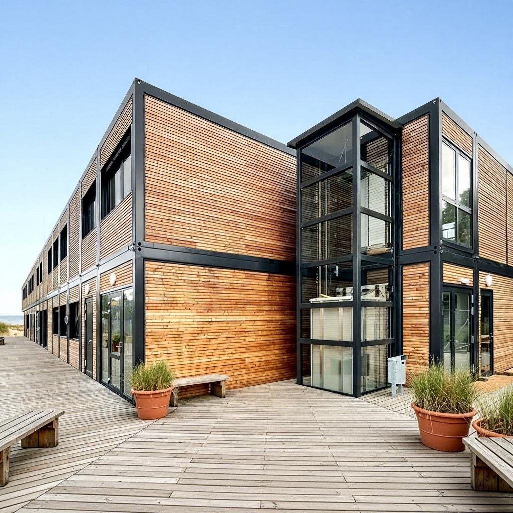 HUD / Section 8 multifamily - stacked modular units with a shared boardwalk